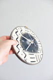 8" Textile Mudcloth  Gray Agate Wall Clock