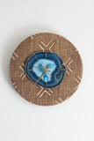 12"  Textile Mudcloth Teal Agate Wall Clock