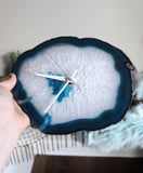 9" Teal Agate Slab Wall Clock