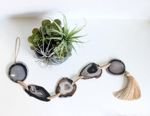 Gray Agate Tassel Garland