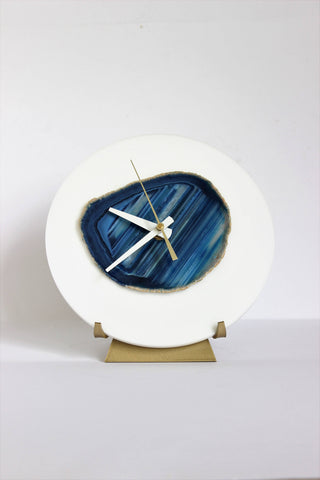 7" Blue Agate Desk Clock