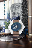 8" Teal Agate Wood Desk Clock