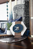 8" Teal Agate Wood Desk Clock