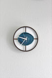 8" Teal Agate Framed Wood Wall Clock