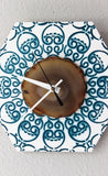 10" Natural Agate Hex Wood Wall Clock
