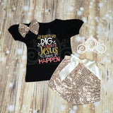 Dream So Big You Need Jesus to Make it Happen Bubble Sleeve Tee Sequin Shorts Birthday Set