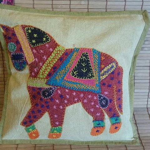 Horse print cushion covers, ethnic pillow, decorative pillow, boho bedroom decor, Bohemian decoration, Stone wash cotton, Patch work