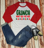 Grinch Don't Kill My Vibe Baseball Tee - Christmas Shirt - Shirt For Her - Funny Christmas Shirt