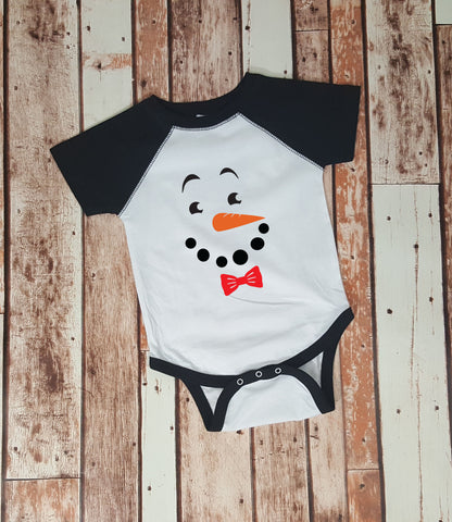 Little Boy or Girl Snowman Face Baby Bodysuit - Winter - Christmas Gift