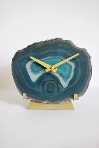 Teal Agate Desk Clock