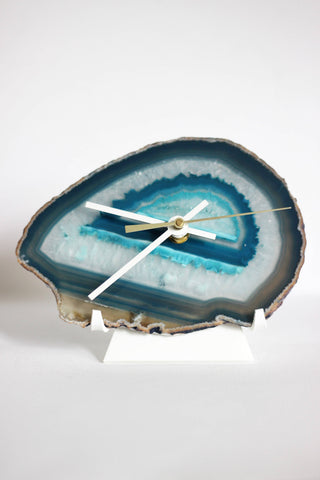 Teal Agate Desk Clock
