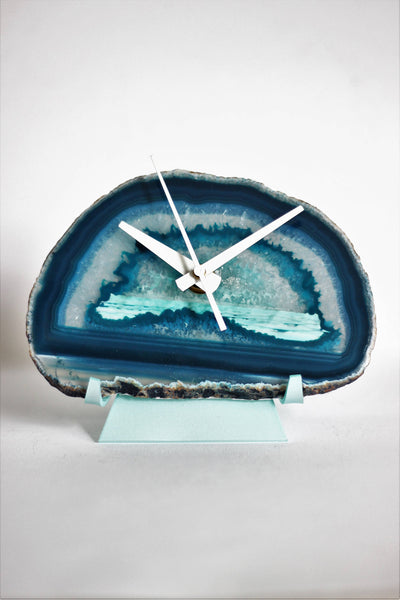 Teal Agate Desk Clock