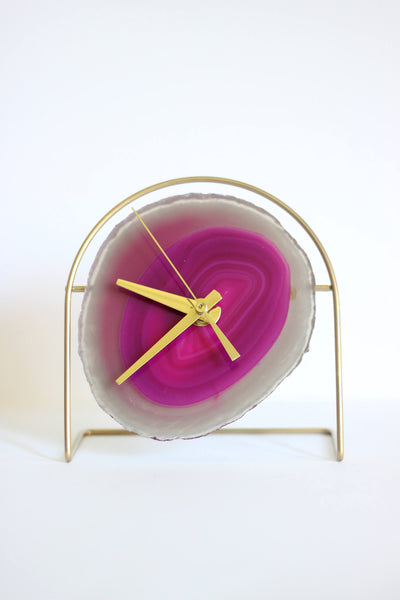 Pink Agate Desk Clock