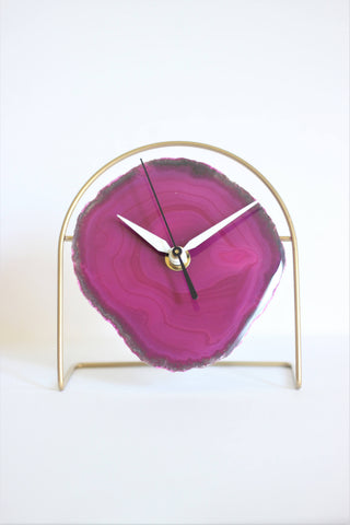 Pink Agate Desk Clock