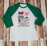 When Santa Squeezes His Fat White Ass Down That Chimney Tonight- Baseball Tee-  Christmas Movie Quote Funny Christmas Shirt - Clark Griswold