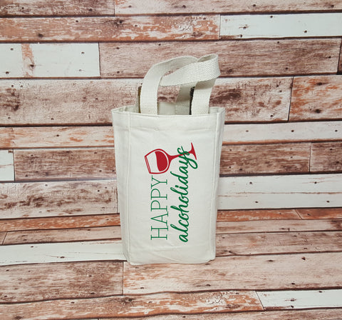 Christmas Double Bottle Wine Bag - Hostess Gift - Party Favor - Gift for Wine Lover