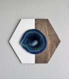 Teal Agate Hex Trio Wall Art