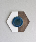 Teal Agate Hex Trio Wall Art
