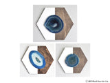 Teal Agate Hex Trio Wall Art