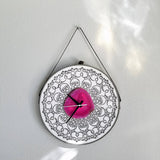 12" Henna Style Pink Agate Wall Clock (Silent)