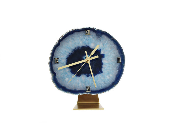 8" Blue Agate Desk Clock