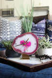 8" Pink Agate Desk Clock