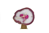 8" Pink Agate Desk Clock