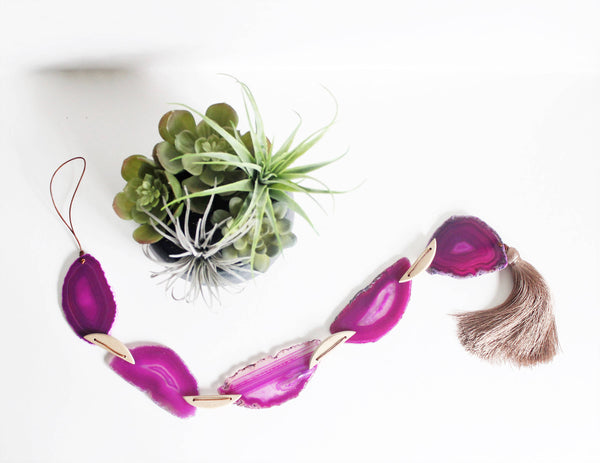 Pink Agate Tassel Garland