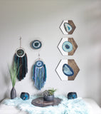Teal Agate Hex Trio Wall Art