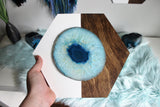 Teal Agate Hex Trio Wall Art
