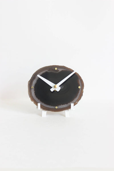 Brown Agate Desk Clock (Silent)