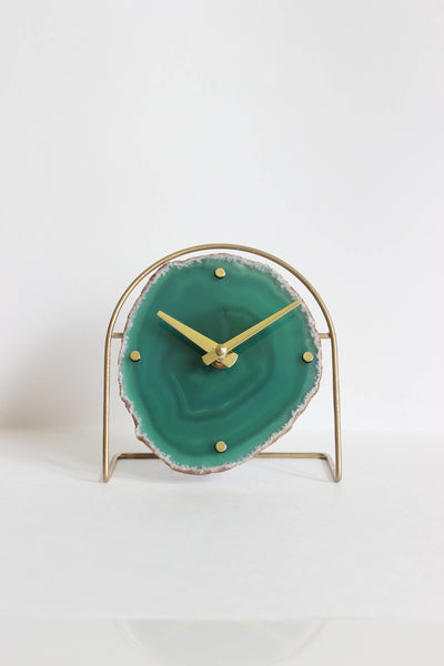 Green Agate Desk Clock (Silent)