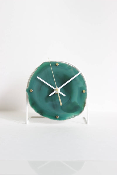 Green Agate Desk Clock (Silent)