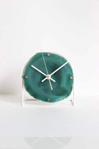 Green Agate Desk Clock (Silent)