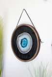 10" Teal Agate Framed Round Wall Art