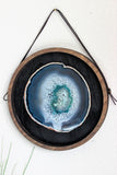 8" Teal Agate Framed Round Wall Art