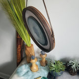 8" Teal Agate Framed Round Wall Art
