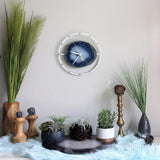 10" Blue Agate Wood Wall Clock