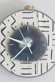 8" Textile Mudcloth  Gray Agate Wall Clock
