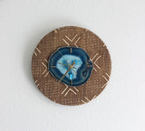 12"  Textile Mudcloth Teal Agate Wall Clock