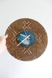 12" Textile Mudcloth Teal Agate Wall Clock