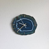 8.5" Teal Agate Slab Wall Clock