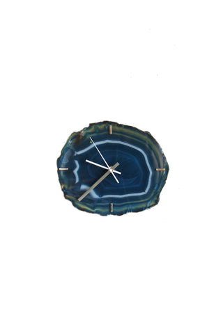 8.5" Teal Agate Slab Wall Clock