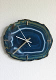 8.5" Teal Agate Slab Wall Clock