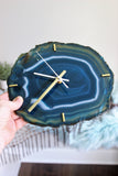 8.5" Teal Agate Slab Wall Clock