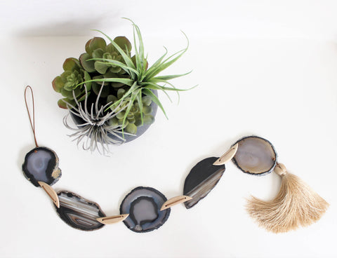 Gray Agate Tassel Garland