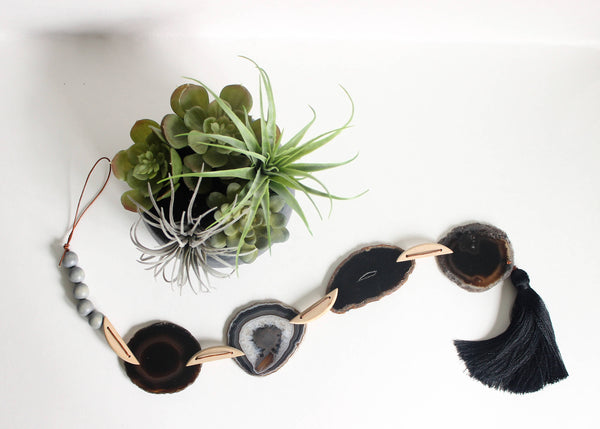 Black Agate Tassel Garland