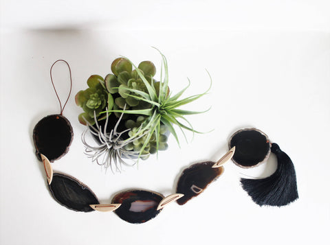 Black Agate Tassel Garland