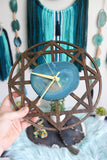 10" Teal Agate Wood Wall Clock