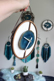 8" Teal Agate Framed Wood Wall Clock